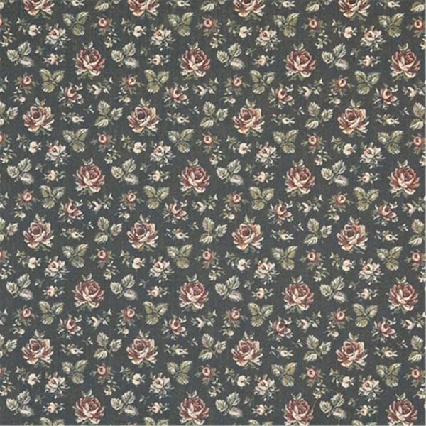 Designer Fabrics 54 in. Wide Navy- Burgundy And Green- Floral Tapestry Upholstery Fabric F905 - main